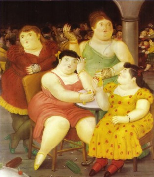 Fernando Botero Painting - Cuatro mujeres Fernando Botero